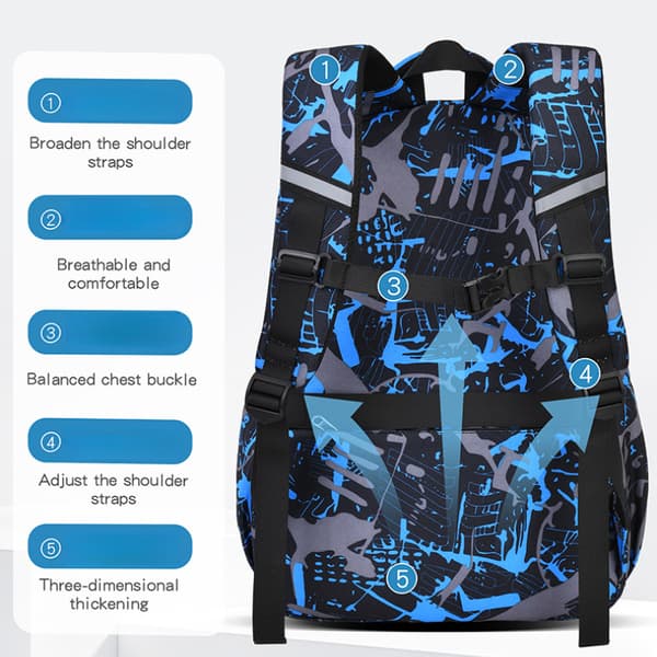 School Bag, 3-Piece Boys' Backpack, Backpack for Teenagers (Royal Blue)
