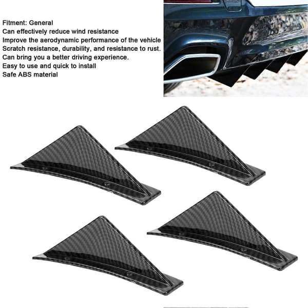 4st Bakre Stötfångarspoiler Kit Splitter med Skruv Diffuser Biltillbehör Universal Kolfiberstil