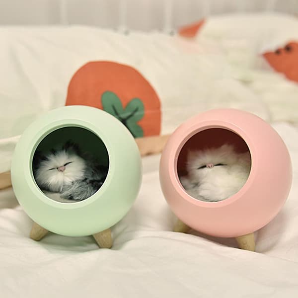Cat House LED Night Light Stepless Dimmable USB Rechargeable Bedside Lamp White White