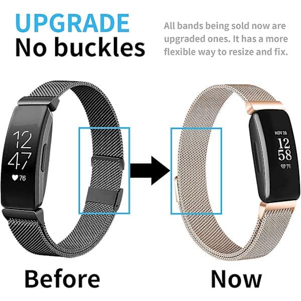 2-pak armbånd kompatibelt med Fitbit Inspire 2/ Inspire Hr/inspire, rustfrit stål