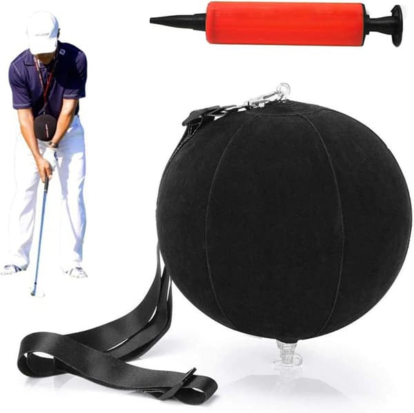 (Sort) Golfbold, Golftræningsbold Swing Trainer, Hjælp Assist Bold Træning Undervisning, Justerbar Sm