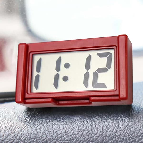 Small Digital Clock Battery Operated - Large Screen Car Clock Dashboard - Stick-on Clock, Portable Car Accessories for Car White White