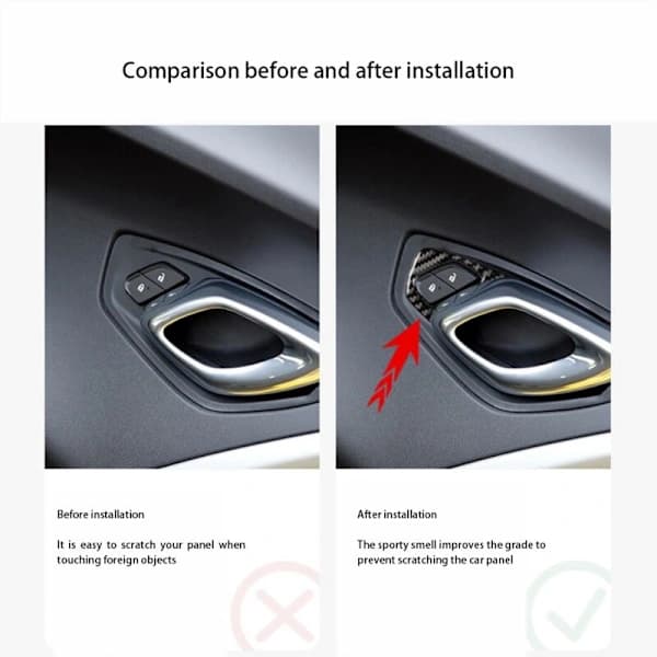 Car Fiber Door Switch Frame Sticker Interior Mouldings for 2016-2019