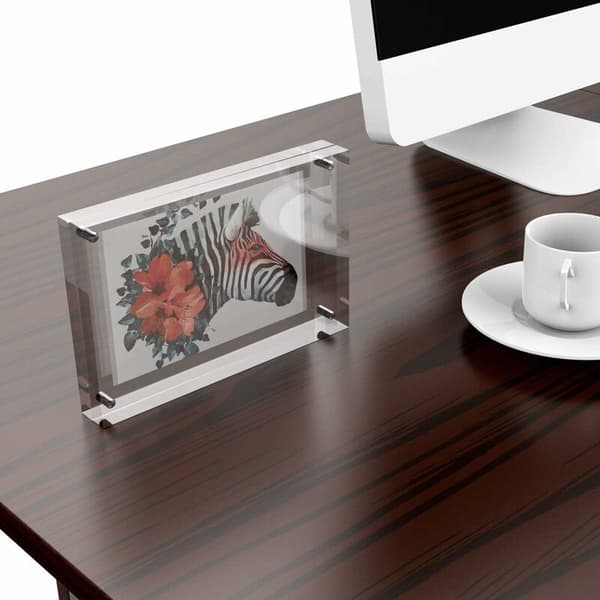 Magnetic Acrylic Photo Frame - 15cm x 10cm - Double-Sided Display Block - Clear Transparent - 2cm Thickness -