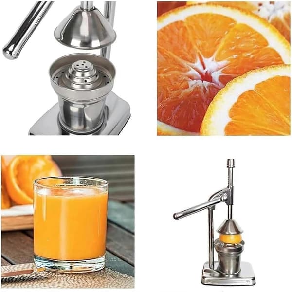 Manuel citruspresser i rustfrit stål, 45 cm høj appelsinpresser til frisk juiceudvinding
