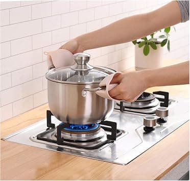 (Grå) Tykk varmebestandig silikonovnsvott for matlaging, baking, grilling og grilling
