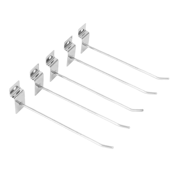 50 Slatwall Hooks, Silver, 15 cm 3.3 mm Diameter, Single Wire Slatboard Hooks for Shop Display
