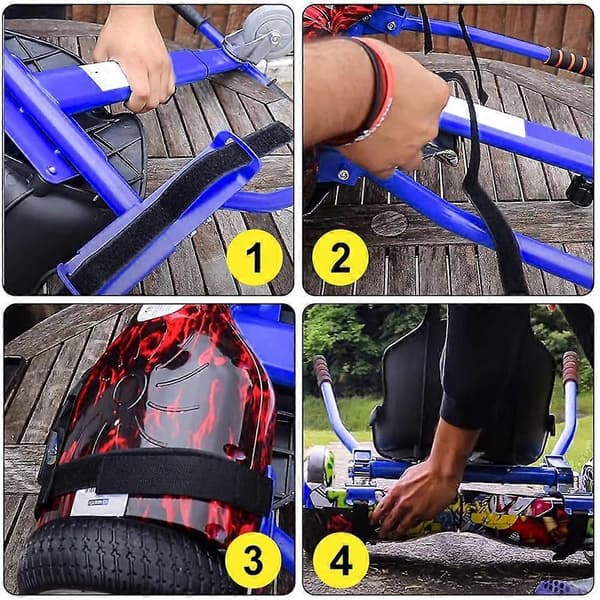 10-pakning justerbare hoverboard-stropper, festestropper for sete i nylon, selvklebende festekabel for hoverboard