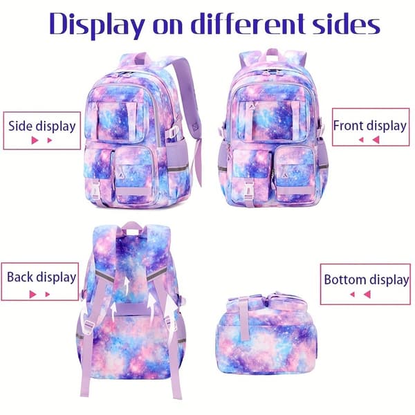School Bag, 3-piece Girls' Backpack, Backpack (Grey Daisy)