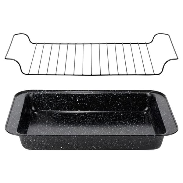 Roasting Pan with Rack, Non-Stick Granite, 37.5x25.5 cm