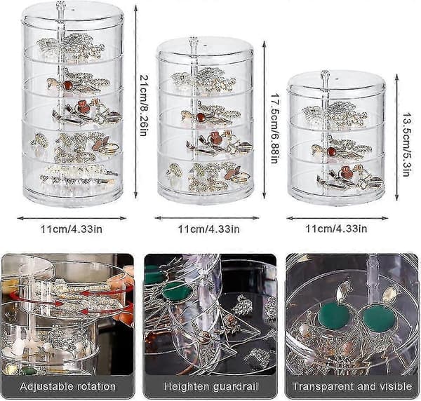 Transparent Jewelry Box, Dressing Table Accessory, 1 X 4-layer Jewelry Storage Case, Transparent, Approx.