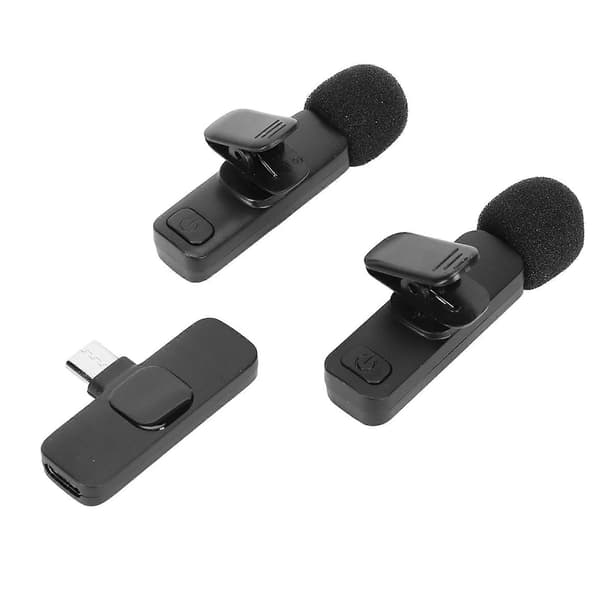 Wireless Lavalier Microphone 1 for 2 Automatic Noise Reduction Wireless Clip On Lavalier Lapel Mic for Video Recording