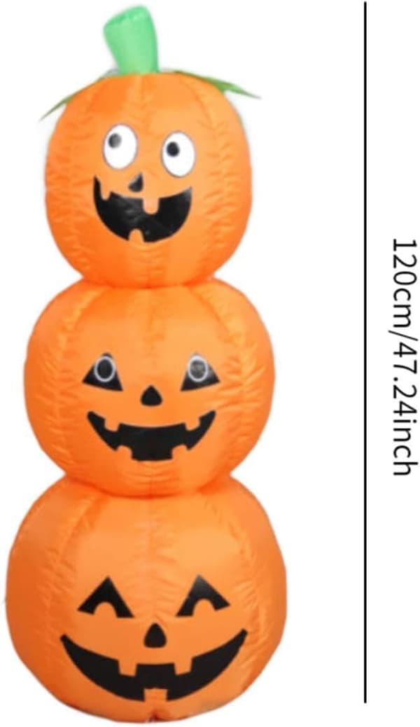 Halloween Oppblåsbare Dekorasjoner – Stablede Gresskar, Halloween Gresskarlykter, Hagedekorasjon, Utendørs Pynt