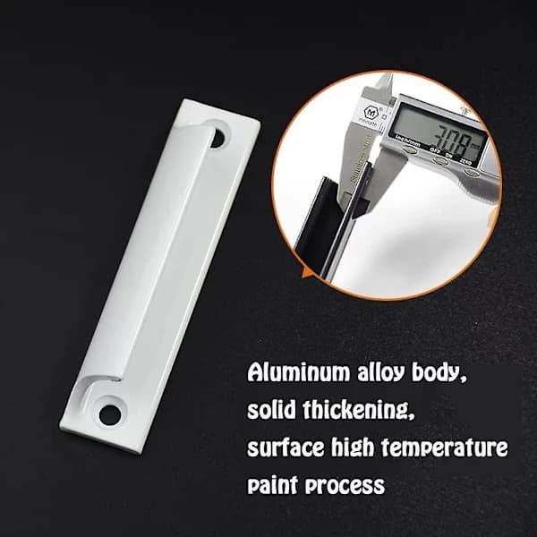 Balcony Door Handle Set, Aluminum Alloy Exterior Pull Handle with Screws for Patio Doors, Windows, Cabinets, White 4-Pack