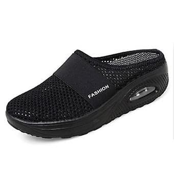 Pustende uformelle mesh slip-on tursko (42 Svart)