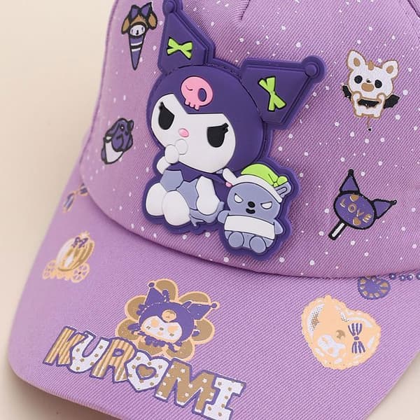 Justerbar Kuromi-caps (lilla) – 100 % bomull – søt og avslappet (vår/sommer) – for gutter og jenter 50 cm 50 cm