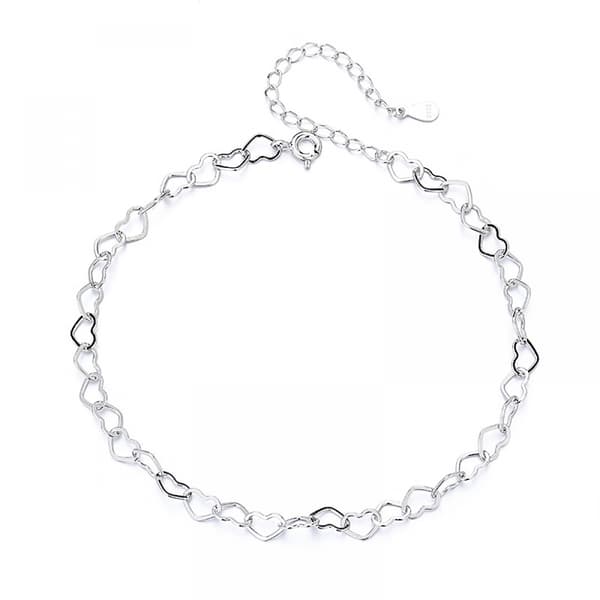 Charm Bracelet 5mm Sterling Silver Rolo Heart Link Chain Bracelet