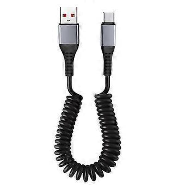 Upgraded Spiral Music Cable USB to USB C Retractable Fast Charging Cable Spring Design Cable for Smartphones and Tablets USB C USB C