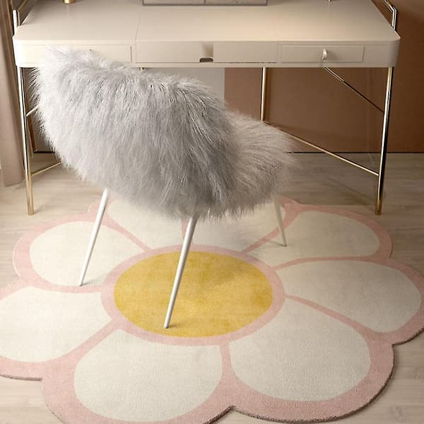 Blomstret rundt teppe, barneromsteppe, plysj sengeteppe 80*80cm 80*80cm