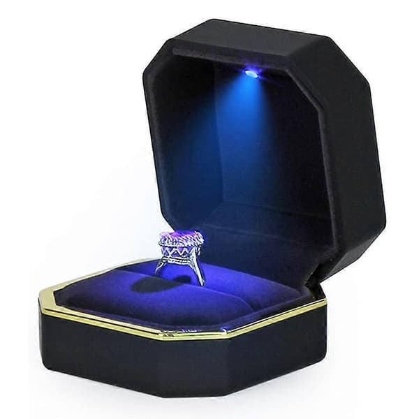 LED-belyst Ring Halskjede Oppbevaringsbokser Forlovelse Bryllup Gave Displayboks