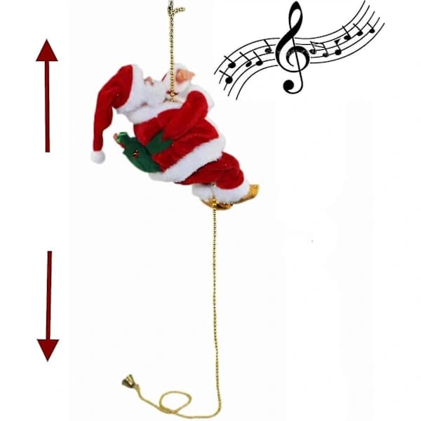 Battery-powered climbing Santa Claus decoration | Moves up and down with music