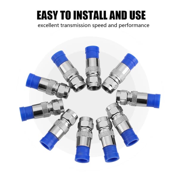 Waterproof Sealed RG6 Coaxial Compression Connector Adapter (10 Pcs)