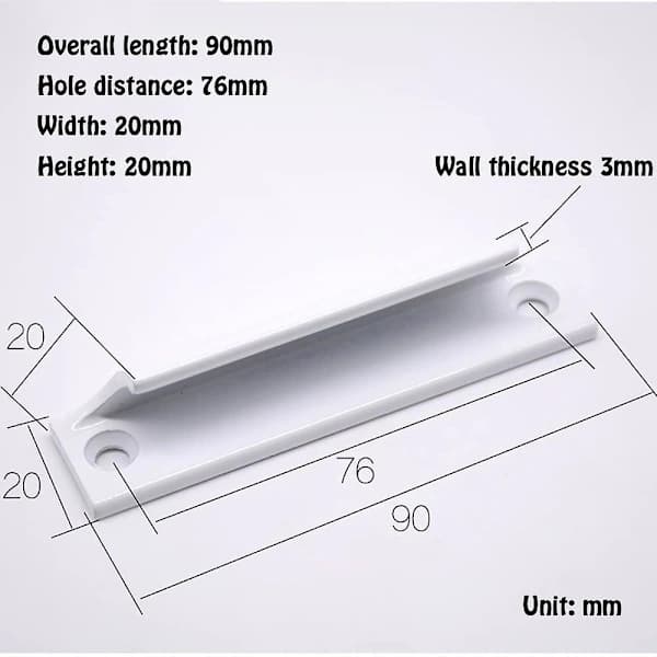 Balcony Door Handle Set, Aluminum Alloy Exterior Pull Handle with Screws for Patio Doors, Windows, Cabinets, White 4-Pack