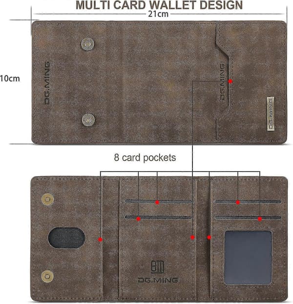 Lær lommebokveske kompatibel med iPhone 15 6.1 \" 2-i-1 avtakbart bakdeksel med kortholder (kaffe)[JUN]