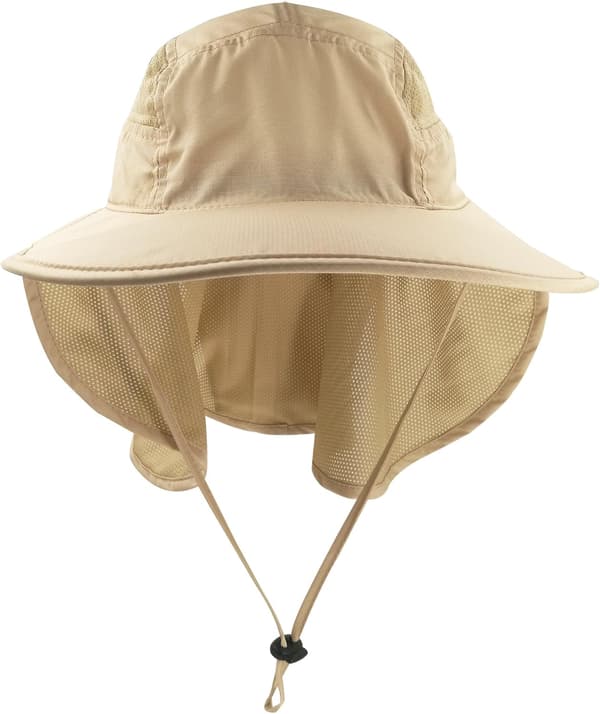 Safarihatt/caps solhatt for kvinner menn UV-beskyttelse med 12 cm bred brem nakkebeskyttelse