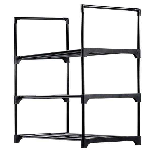 Kenkäteline metallimusta 3-tasoinen 57x28x55 cm