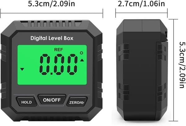 Digital Angle Gauge Magnetic Protractor Inclinometer Level Angle Detector Angle Cube Level Box with Magnetic Base and Backlight (Black)