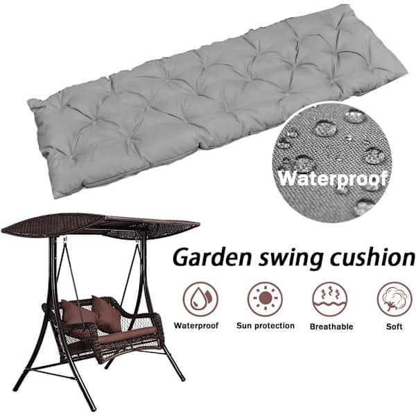 Garden Bench Cushion 2 or 3 Seater, 8 cm Thick Waterproof Seat Pad Replacement Cushion, Blue, 100 x 50 cm