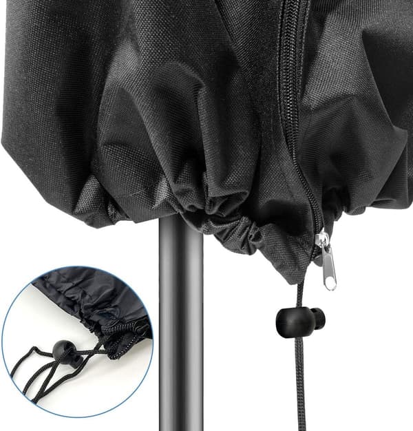 Parasol Cover, 265 x 70 cm, 210D PVC, with Zipper and Drawstring, Black.