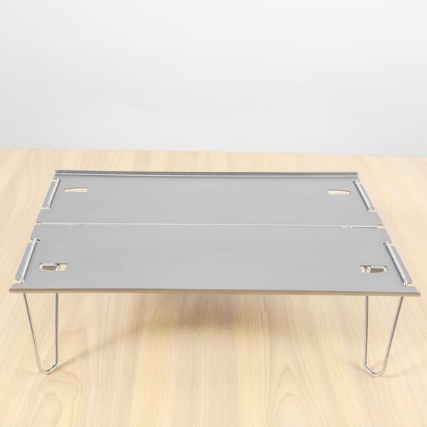 Udendørs foldbart campingbord i aluminiumslegering, bærbart minibord, grillbord, supercampingbord, sølv