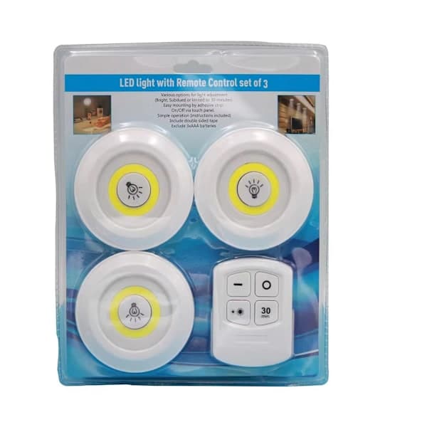 3-pakning LED-spotlight LED-spotlight med fjernkontroll batteridrevet