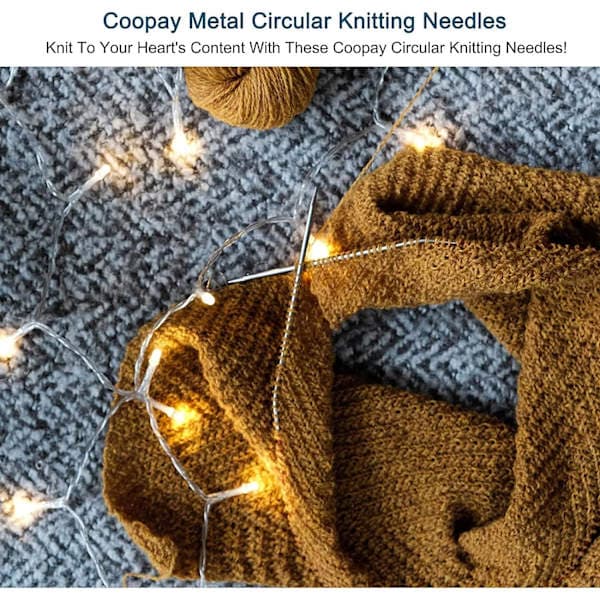 Beginner Set, 65 cm Circular Knitting Needles Metal with Casing and Gauge, Lightweight Circular Knitting Needles