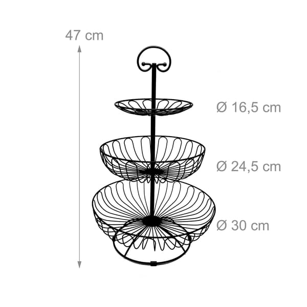 Hedelmäkulho 3 tasolla, pyöreä lankateline tuoreille tuotteille