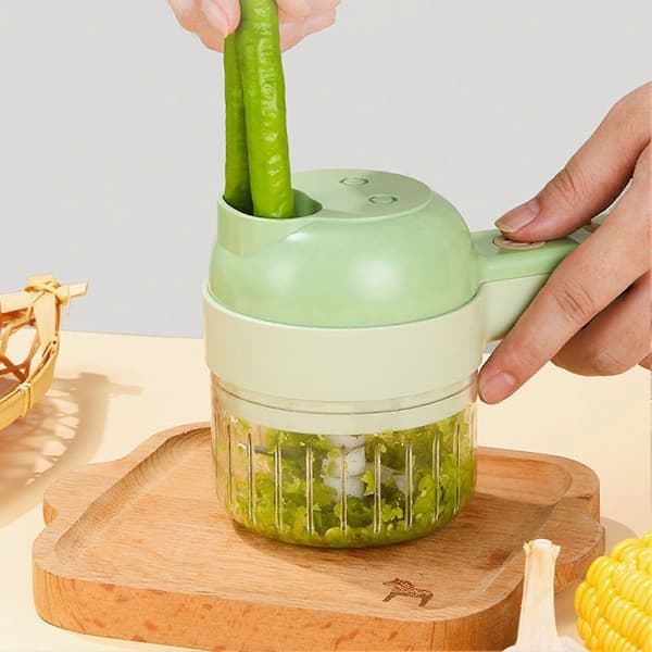 Garlic Cutter 4-in-1 Handheld Electric Vegetable Slicer Set Mini Wireless Food Chopper
