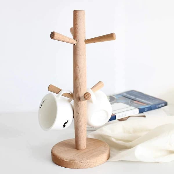 Puinen mukiteline, tilaa 6 mukille, mukiteline, korkeus: n. 31 cm