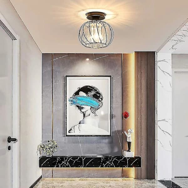 Modern Crystal Ceiling Lamp E27 LED Ceiling Light Mini Crystal Chandelier For Kitchen Dining Room Bedroom Hallway Entrance (black)[CO]
