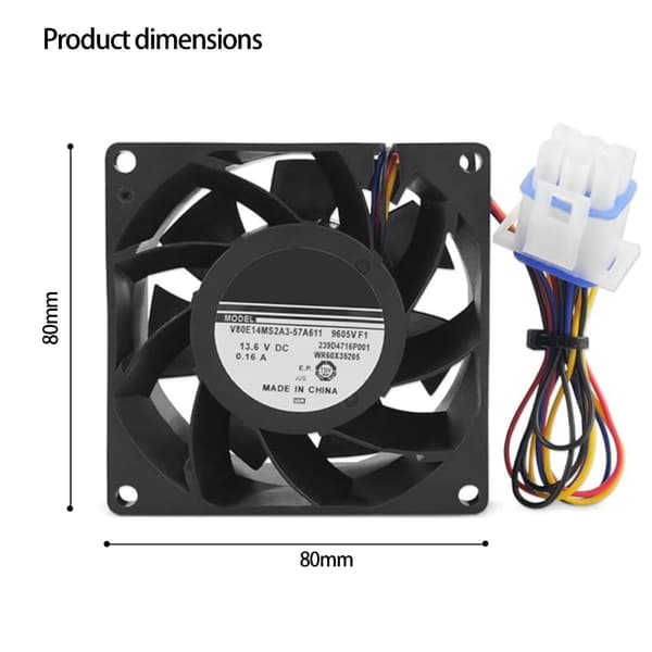 Køleskabsventilator kompatibel med DAZB0838RCMPG03 WR60X35205 V80E14MS2A3 57A611 Lav støj 80x80x38mm