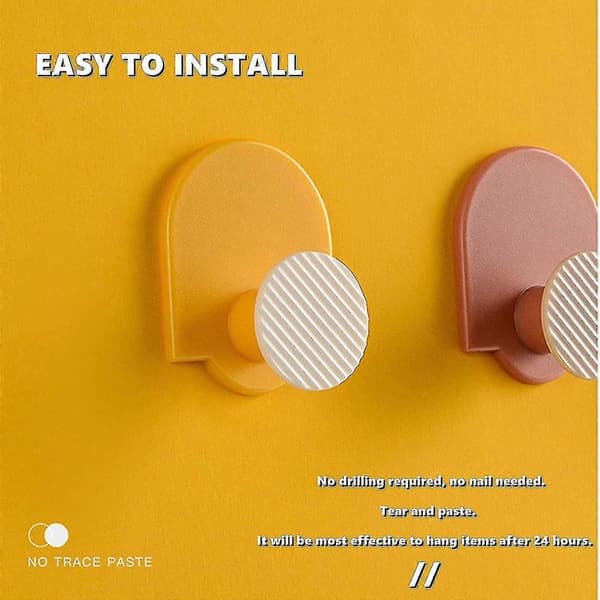 Self-Adhesive Wall Hooks, 4-Pack Waterproof Geometric Hooks Heavy Duty Wall Hangers