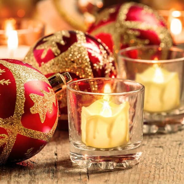 Flameless LED Tealights with Timer, Flickering Real Wax Look, Battery Included for Weddings, Parties, Home Decor, 12-Pack Warm Yellow