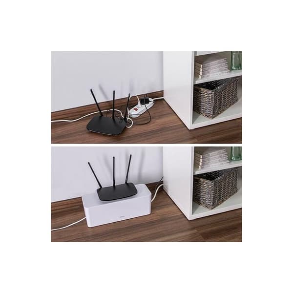 Kabelboks (opbevaringsboks til opladere og multikabler, Cabin Cabin Cables 40x15.5x13.5cm, gummifødder) hvid