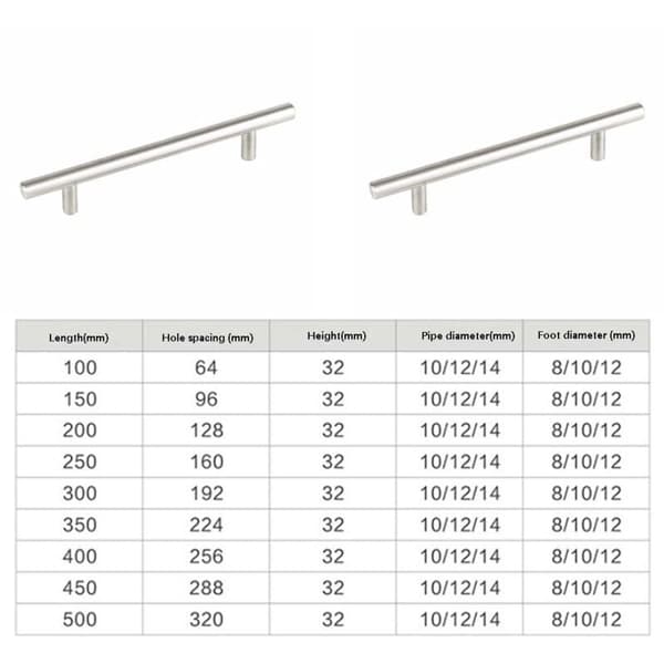 10-pack Stainless Steel Kitchen Cabinet Handles, 64mm Hole Spacing, Compatible with IKEA