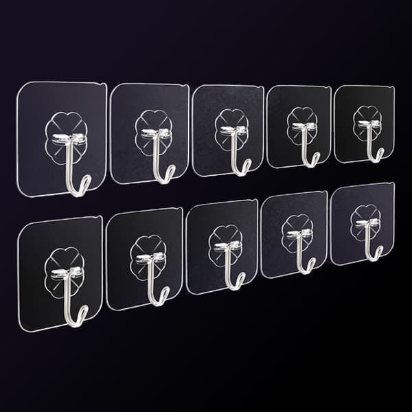 Wall Hooks Transparent Reusable Seamless Hanging Hooks Waterproof And O