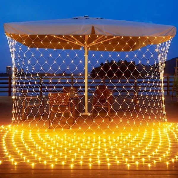 200 LED-nettgardinlys, vanntett 8 moduser kobbertråd for hagebryllupsfest innendørs utendørs, 3 x 2M varmhvit