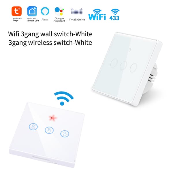 Smart Touch Veggbryter 3 Gang 1 vei Hvit