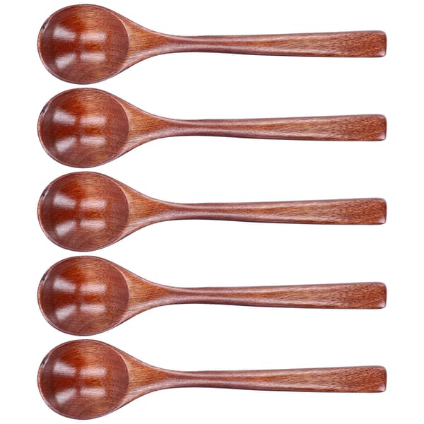 5 Pcs Wooden Spoon Long Handle Rice Scoop Kitchen Restaurant Tableware