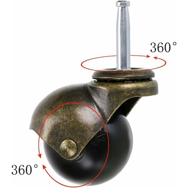Skelang 50 mm bronsehjul for møbler med baser, avrundede møbelhjul for møbler, sofaer, stoler, skap, sett med 4